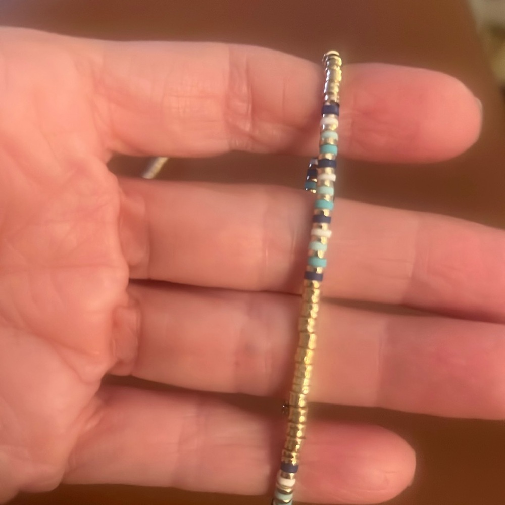 Multi Color Blue and Gold Stretch Bracelet